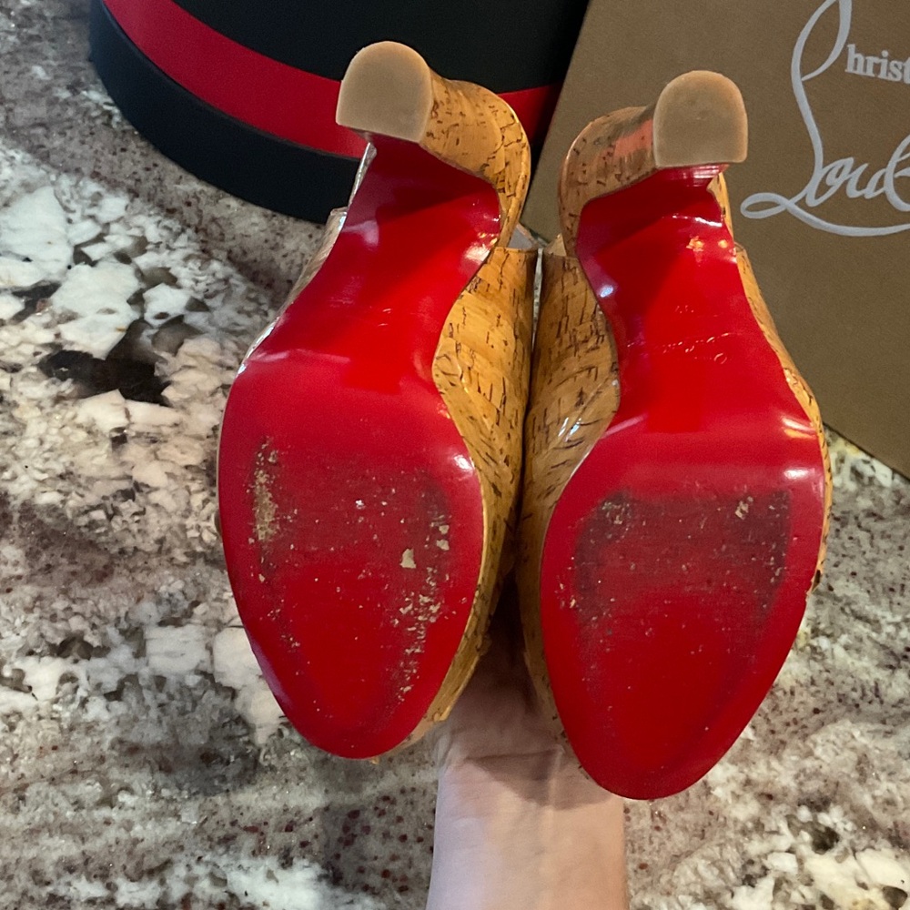 Christian Louboutin Cork Peep-Toe Heels - Picture 3 of 8